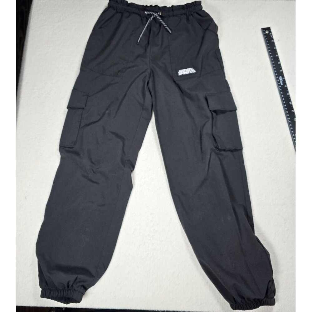 Justice Girls Active Parachute Black Pants Size L 12/14 Athleisure Joggers